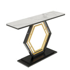 Console en pierre frittée avec base géométrique en métal - 120x30x78 cm