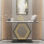 Console en pierre frittée avec base géométrique en métal - 120x30x78 cm