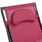 Chaise longue pliante inclinable avec pare-soleil et porte-gobelet - Rouge foncé