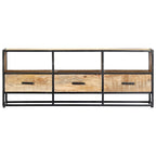 Meuble TV 120x30x45 cm en bois de manguier massif et cadre en fer