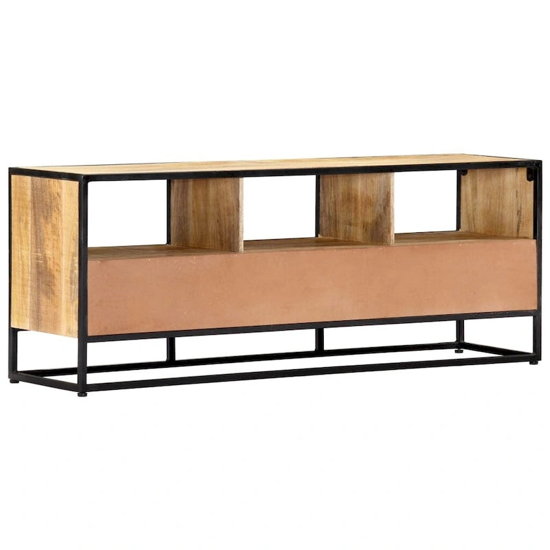 Meuble TV 120x30x45 cm en bois de manguier massif et cadre en fer