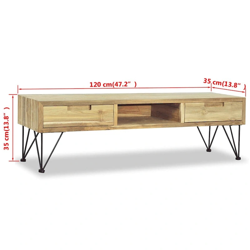 Meuble TV 120x35x35 cm en bois de teck massif