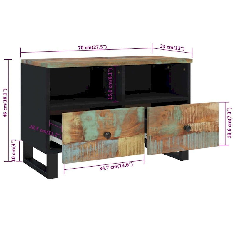Meuble TV 70x33x46 cm Bois de manguier massif