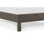 Lit king-size, bois gris, 4 tiroirs latéraux, tête de lit ajourée