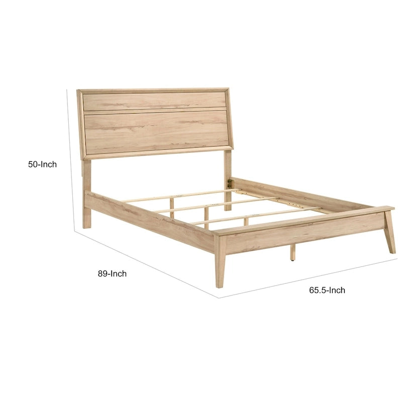 Lit Queen, design à panneaux, mélamine stratifiée Chêne naturel brun