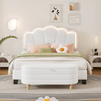 Ensemble de chambre 2 pièces avec cadre de lit LED et banc de rangement – Grand lit/Lit simple