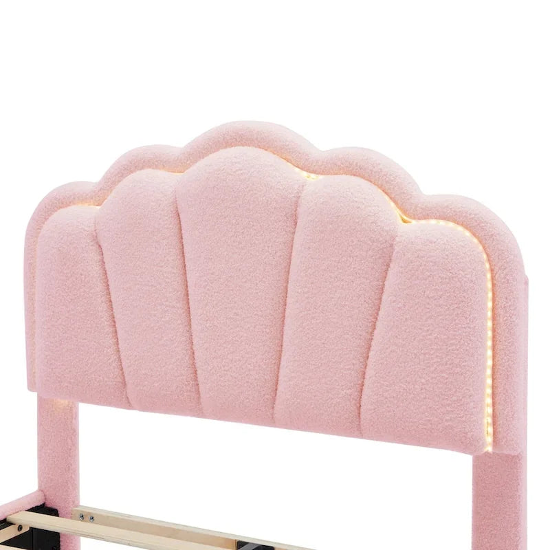 Ensemble de chambre 2 pièces avec cadre de lit LED et banc de rangement – Grand lit/Lit simple
