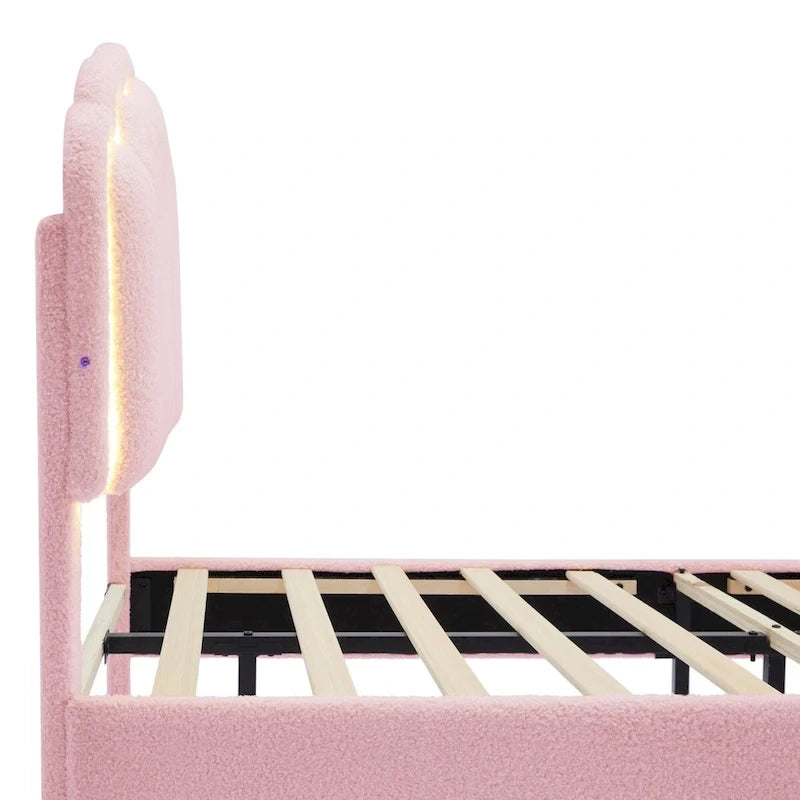 Ensemble de chambre 2 pièces avec cadre de lit LED et banc de rangement – Grand lit/Lit simple