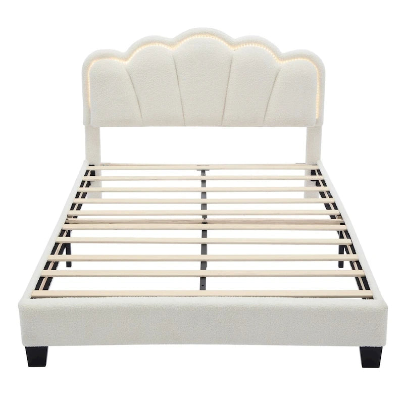 Ensemble de chambre 2 pièces avec cadre de lit LED et banc de rangement – Grand lit/Lit simple