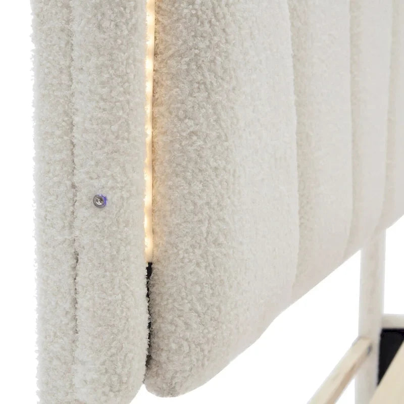 Ensemble de chambre 2 pièces avec cadre de lit LED et banc de rangement – Grand lit/Lit simple