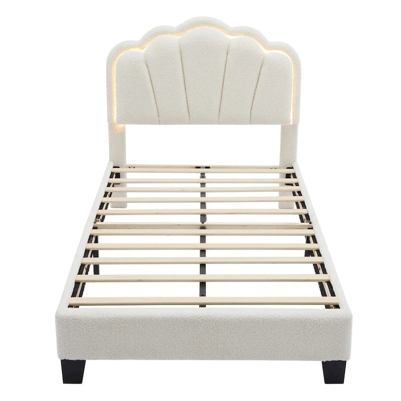 Ensemble de chambre 2 pièces avec cadre de lit LED et banc de rangement – Grand lit/Lit simple