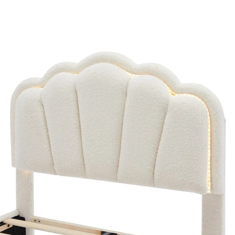 Ensemble de chambre 2 pièces avec cadre de lit LED et banc de rangement – Grand lit/Lit simple