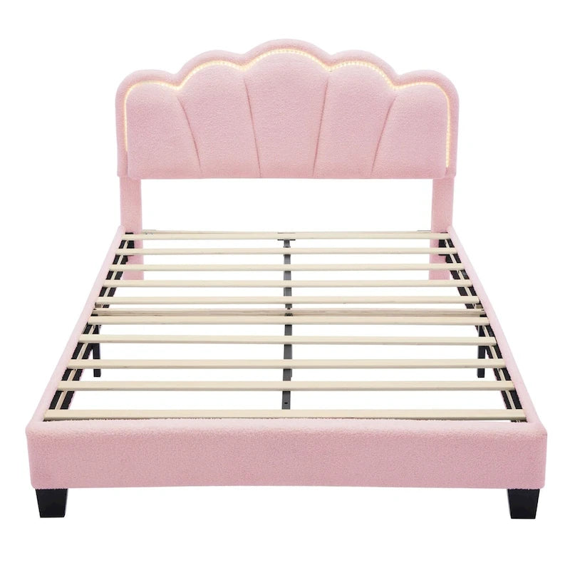 Ensemble de chambre 2 pièces avec cadre de lit LED et banc de rangement – Grand lit/Lit simple