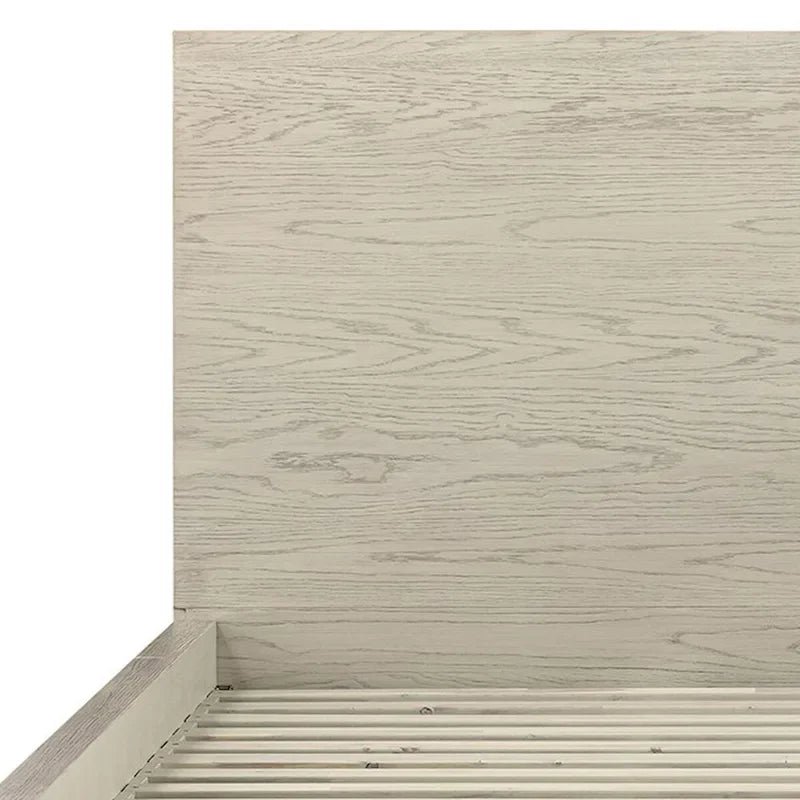 Cadre de lit plateforme King en bois moderne, tête de lit haute, profil bas, gris