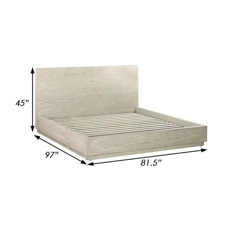Cadre de lit plateforme King en bois moderne, tête de lit haute, profil bas, gris