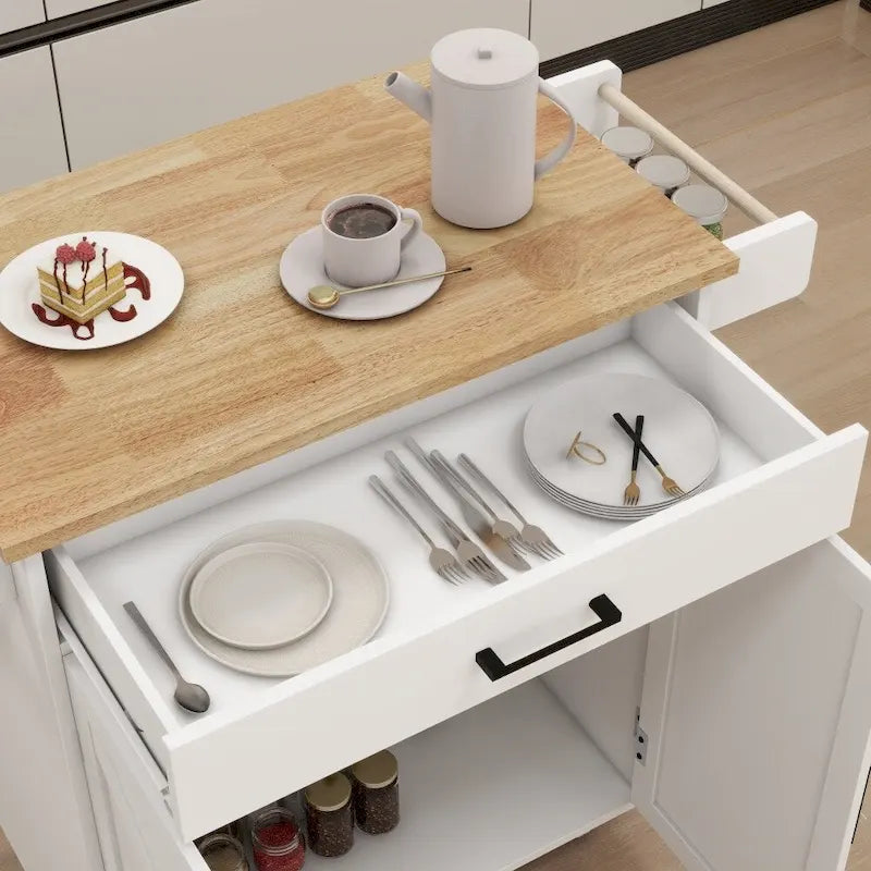 Dessert mobile de cuisine avec étagères réglables et porte-serviettes