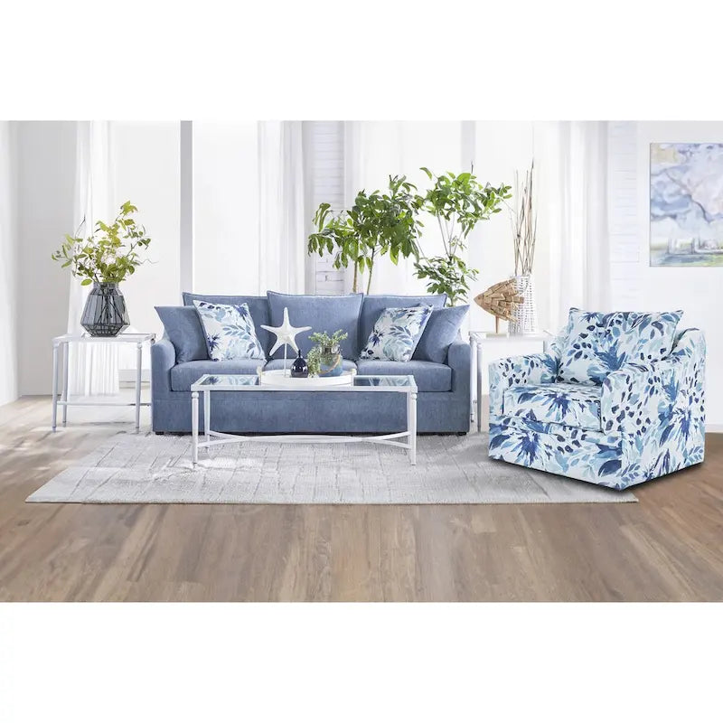 Ensemble de salon 2 pièces avec canapé et fauteuil pivotant