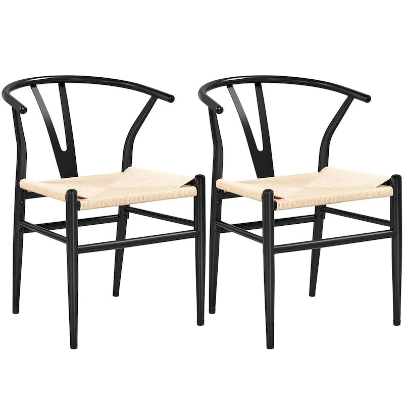 Chaise de salle à manger en Y tissée moderne avec structure en métal