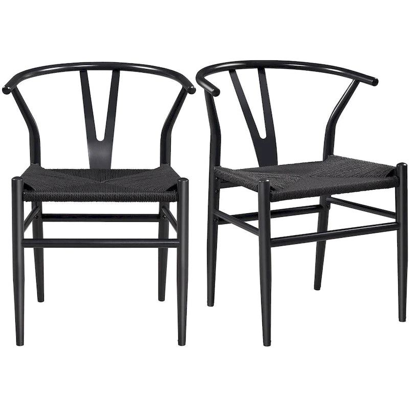 Chaise de salle à manger en Y tissée moderne avec structure en métal
