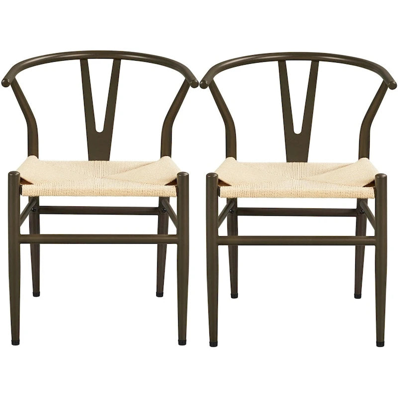 Chaise de salle à manger en Y tissée moderne avec structure en métal