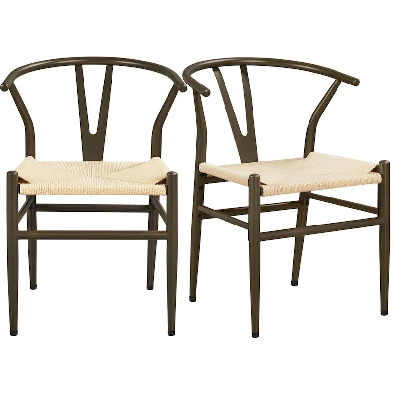 Chaise de salle à manger en Y tissée moderne avec structure en métal