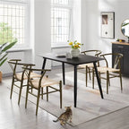 Chaise de salle à manger en Y tissée moderne avec structure en métal