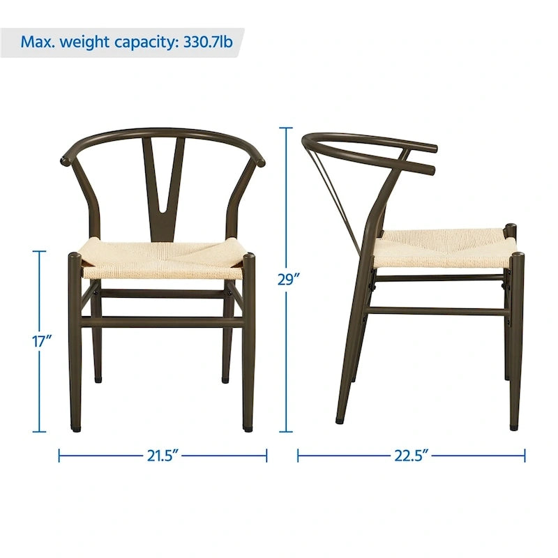 Chaise de salle à manger en Y tissée moderne avec structure en métal