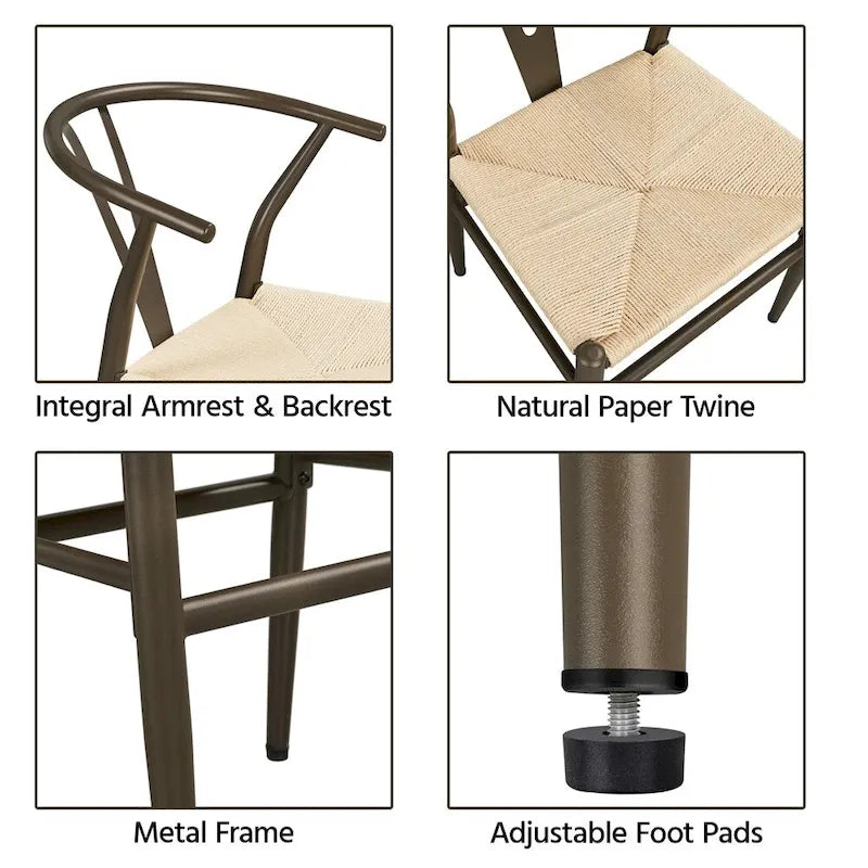 Chaise de salle à manger en Y tissée moderne avec structure en métal