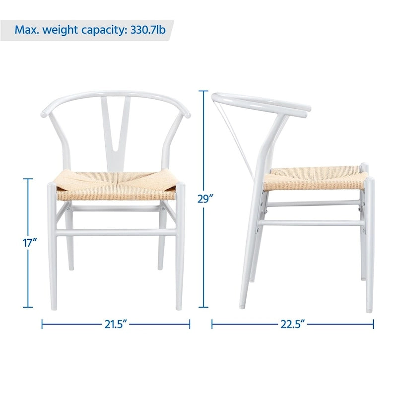 Chaise de salle à manger en Y tissée moderne avec structure en métal