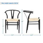 Chaise de salle à manger en Y tissée moderne avec structure en métal