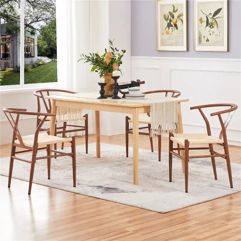Chaise de salle à manger en Y tissée moderne avec structure en métal
