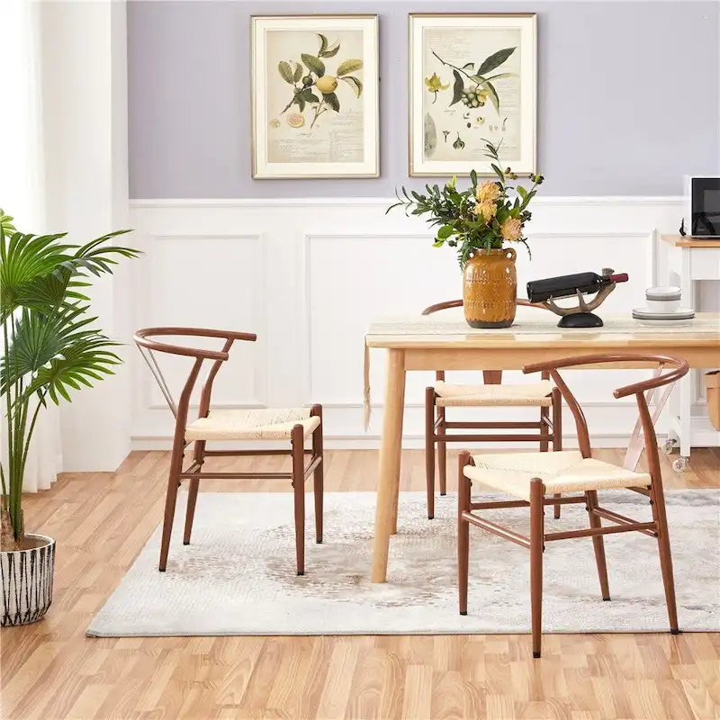 Chaise de salle à manger en Y tissée moderne avec structure en métal