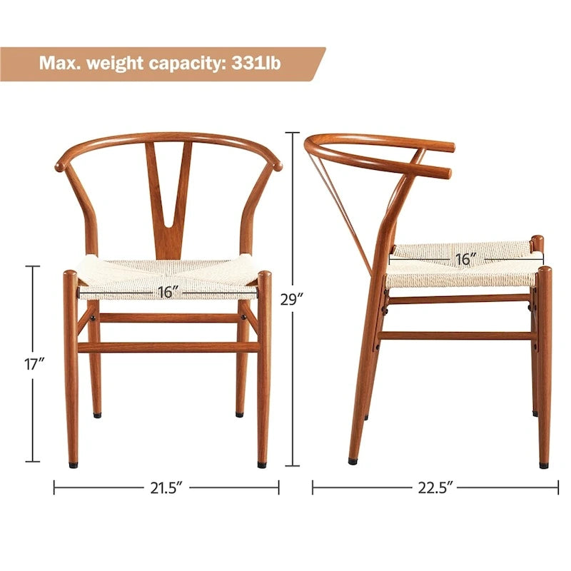 Chaise de salle à manger en Y tissée moderne avec structure en métal