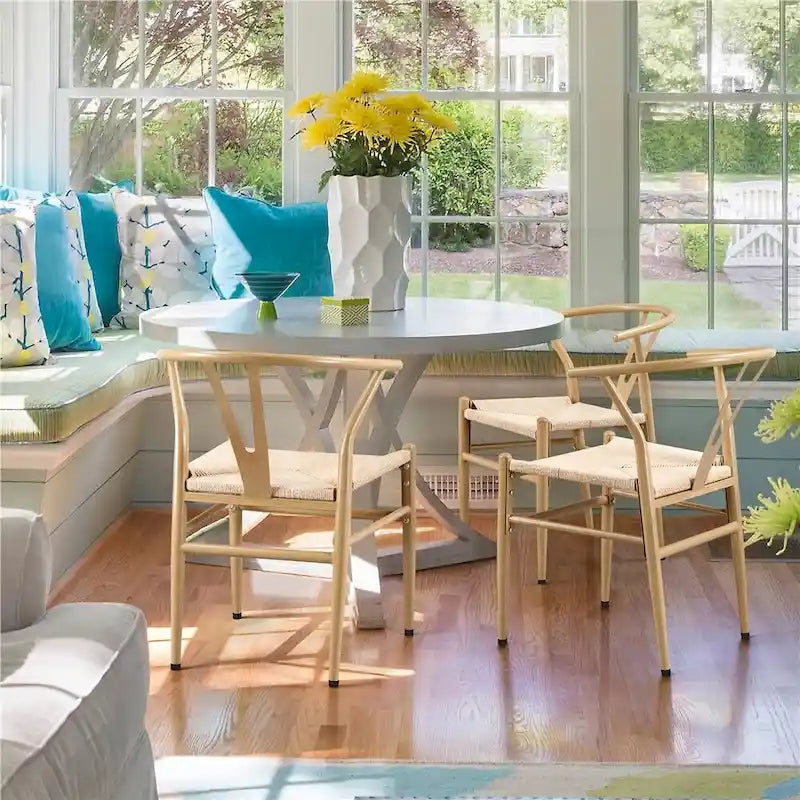 Chaise de salle à manger en Y tissée moderne avec structure en métal