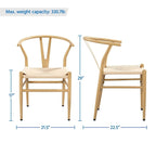 Chaise de salle à manger en Y tissée moderne avec structure en métal
