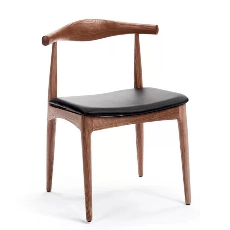 Chaise de salle à manger sans accoudoirs en bois massif avec assise en PU