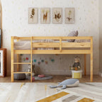 Lit bas mezzanine en bois simple avec échelle