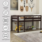 Lit bas mezzanine en bois simple avec échelle