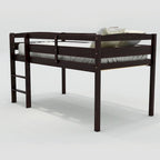 Lit bas mezzanine en bois simple avec échelle