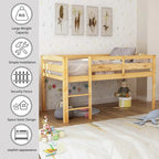 Lit bas mezzanine en bois simple avec échelle