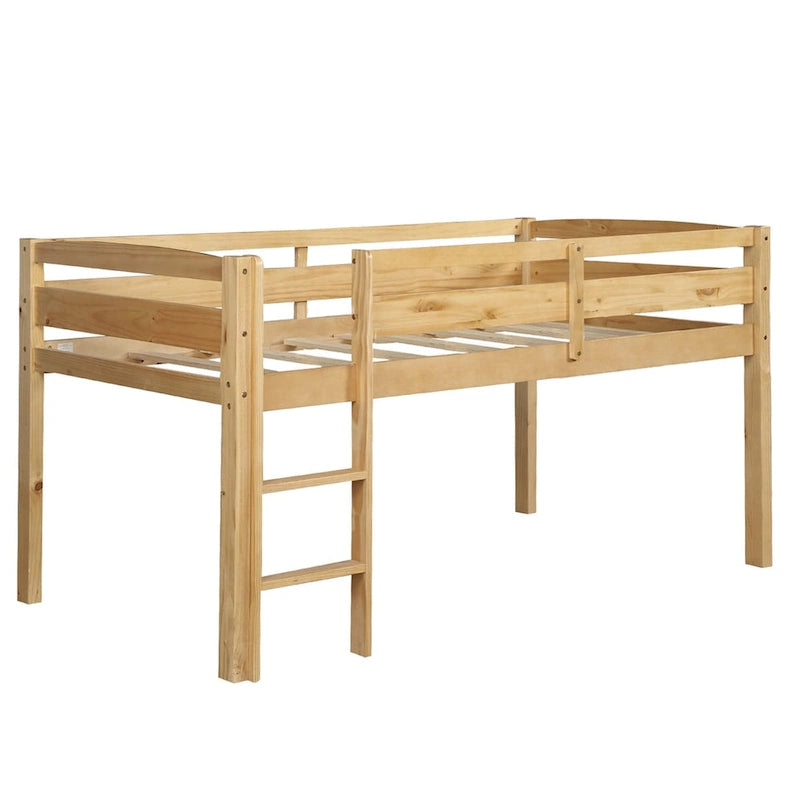 Lit bas mezzanine en bois simple avec échelle