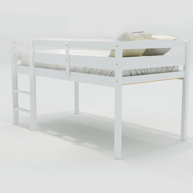 Lit bas mezzanine en bois simple avec échelle