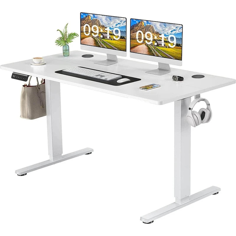 Bureau debout électrique réglable en hauteur – 55 x 24 pouces, bureau d'ordinateur ergonomique assis-debout