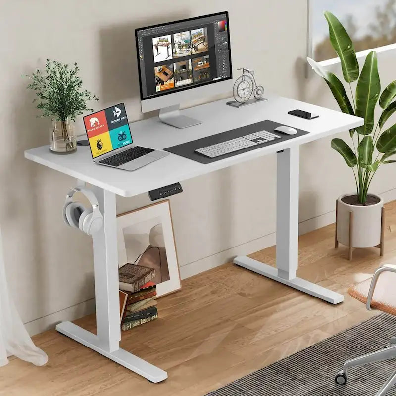 Bureau debout électrique réglable en hauteur – 55 x 24 pouces, bureau d'ordinateur ergonomique assis-debout