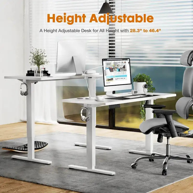 Bureau debout électrique réglable en hauteur – 55 x 24 pouces, bureau d'ordinateur ergonomique assis-debout