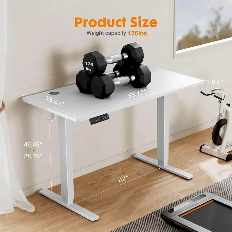 Bureau debout électrique réglable en hauteur – 55 x 24 pouces, bureau d'ordinateur ergonomique assis-debout