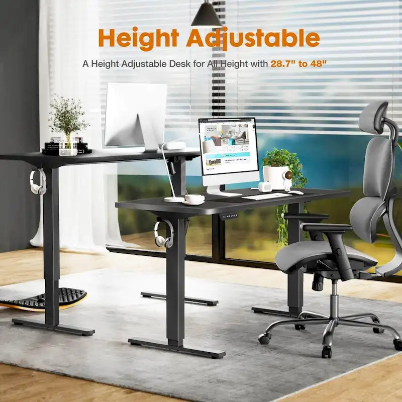 Bureau debout électrique réglable en hauteur – 55 x 24 pouces, bureau d'ordinateur ergonomique assis-debout