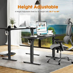 Bureau debout électrique réglable en hauteur – 55 x 24 pouces, bureau d'ordinateur ergonomique assis-debout