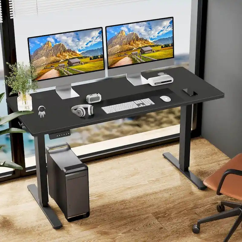 Bureau debout électrique réglable en hauteur – 55 x 24 pouces, bureau d'ordinateur ergonomique assis-debout