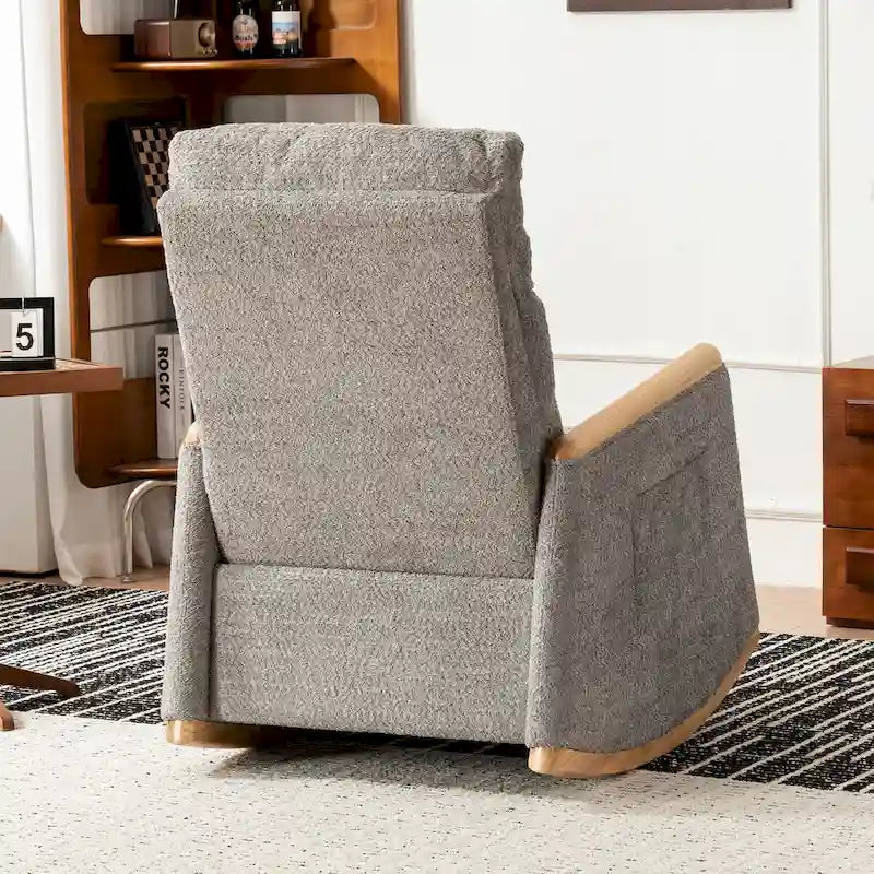 Fauteuil à bascule rembourré avec repose-pieds et dossier haut